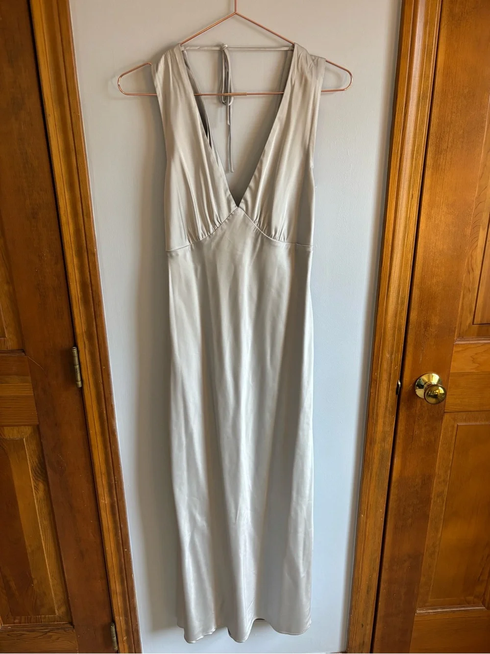 Abercrombie & Fitch silver silk V-Neck Maxi Dress